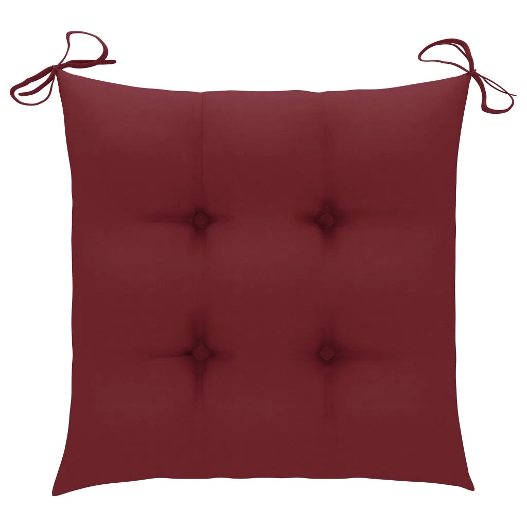 Sedie da Giardino 4 pz con Cuscini Rosso Vino Massello di Teak cod mxl 13713