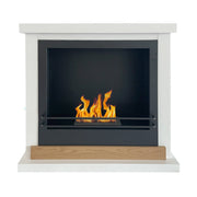 Camino a Bioetanolo da Pavimento 75x28x70 cm Stoccolma in Legno Bianco