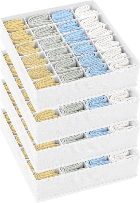 Organizzatore per Intimo Opvouwbaar 24-vaks Système di Organizzazione per la Vestiarium, Cassetti per Magazzino, Calze, Cravatte, Sostegni, 4 Pezzi, Bianco