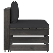Divano Centrale Modulare con Cuscini in Legno Impregnato Grigio 3068127