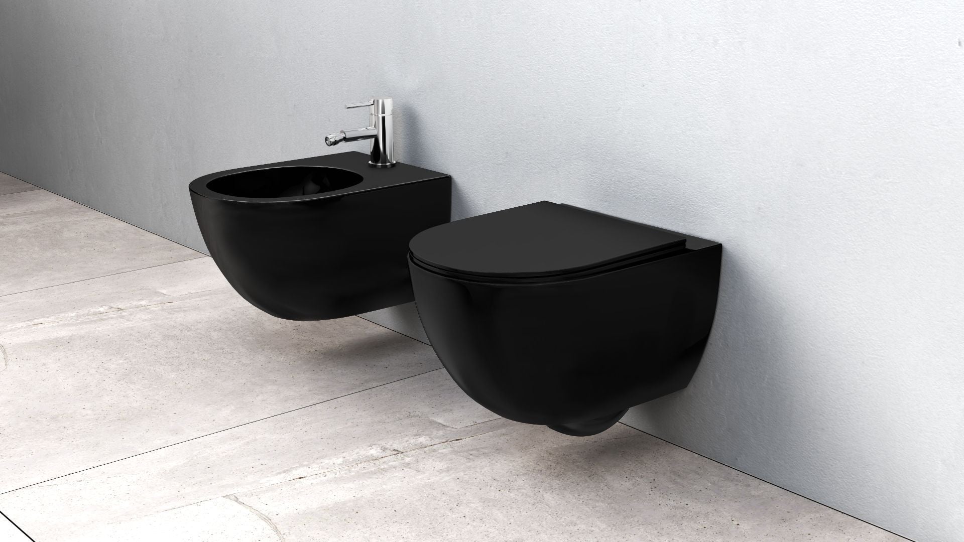 Vaso Wc Sospeso Rea Carlo Mini Rimless Flat Black Mat