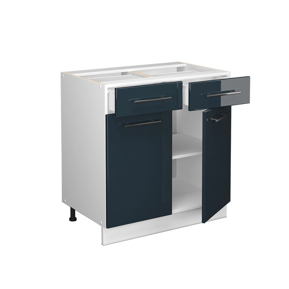 Mobiletto base per cucina Fame-Line Blu scuro lucido/Bianco 80 cm senza piano di lavoro Vicco