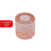 Trade Shop - 2 Porta Candela Lanterna Rotondo Bomboniera Matrimonio Decorazione Tea Light 5x5 - Rosa