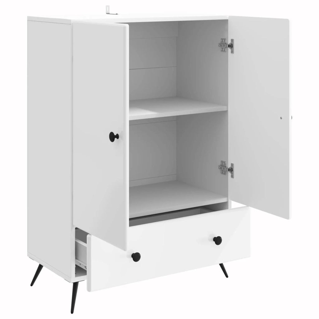 Credenza Bianco Lucido 66 x 34,5 x 95 cm Legno ingegnerizzato