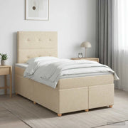 Letto box spring con materasso Crema 120 x 190 cm Tessuto 3453842