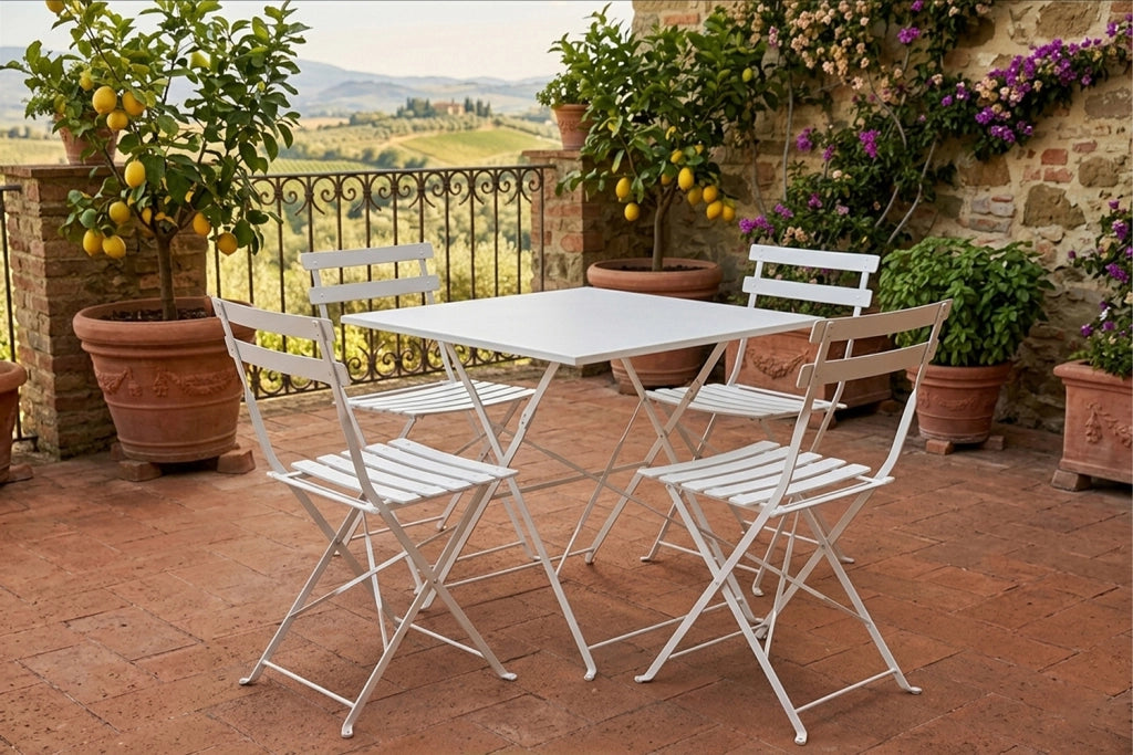 Tavolo pieghevole in metallo bianco, tavolo richiudibile 70x70 cm - Sorrento - TQ08-7.7SOPI