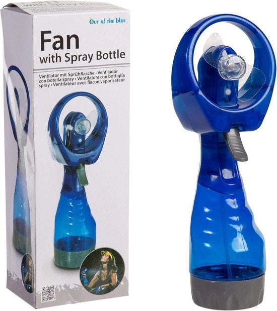 Ventilatore per pavimento con atomizzatore - 29 cm blu - batterie - plastica - scatola regalo Ventilatore per pavimento