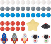 Set di perline in silicone per tema spaziale: 48 pezzi 3D astronauti 15mm perline in gomma rotonde