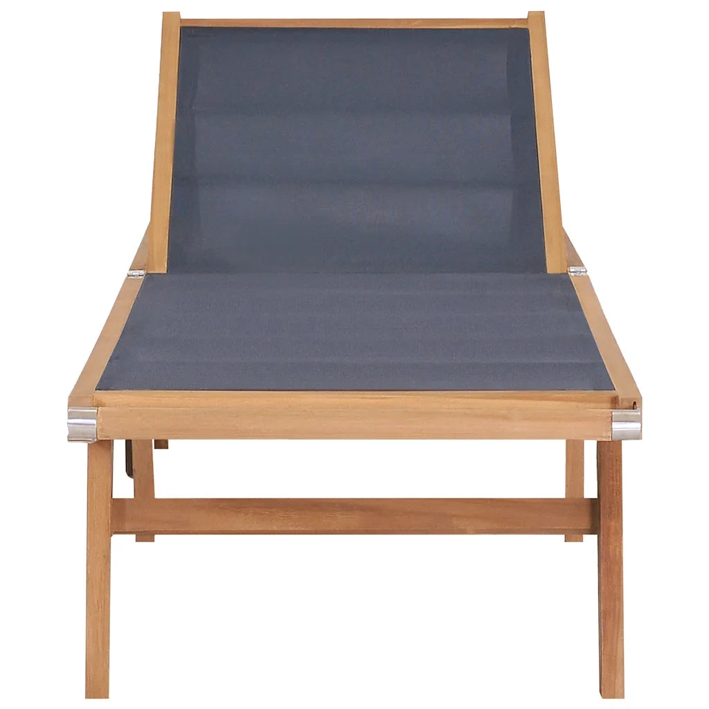 Lettino Pieghevole con Ruote in Massello di Teak e Textilene 44668