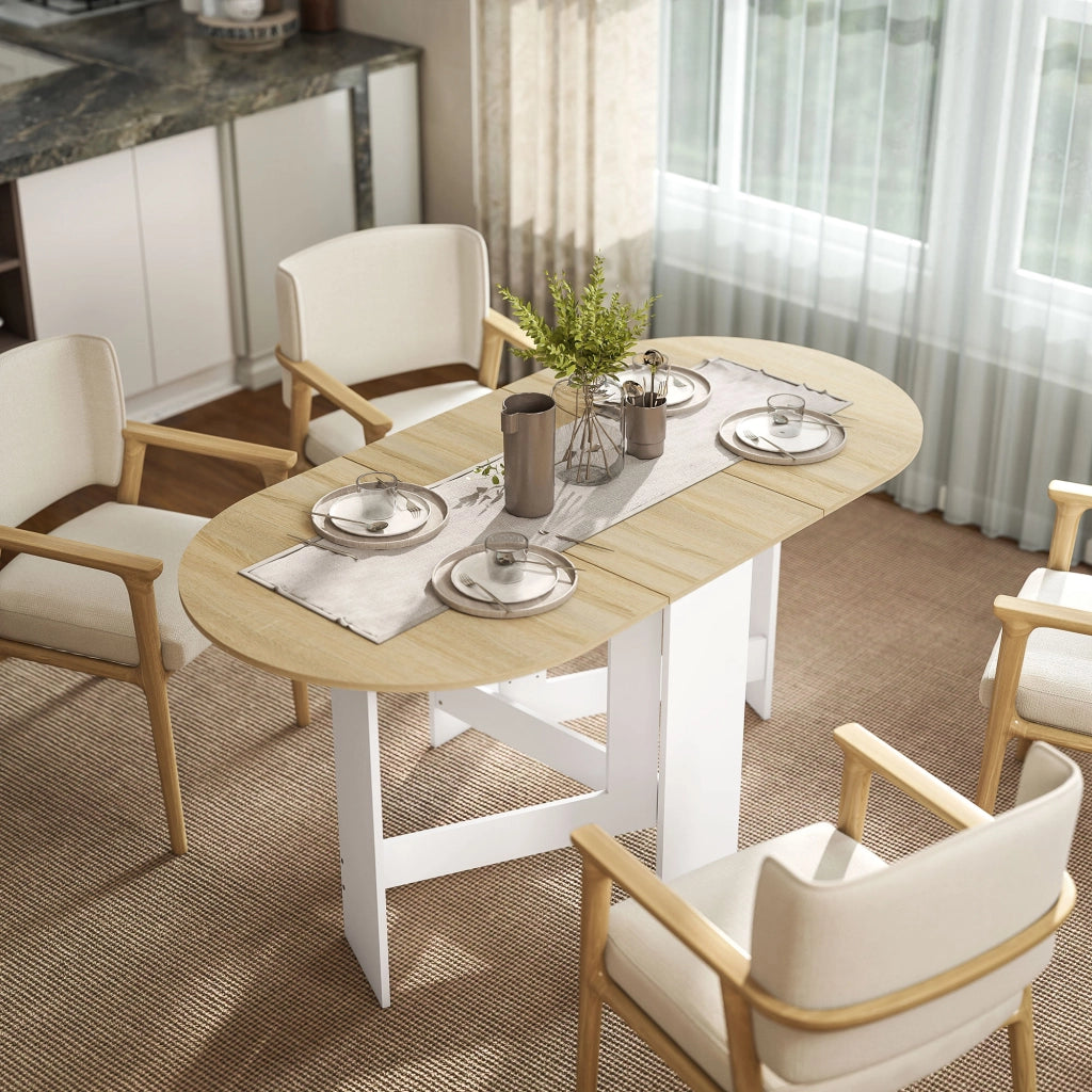 Tavolo da pranzo pieghevole ¨C zephmum ¨C legno naturale ovale per 6 persone