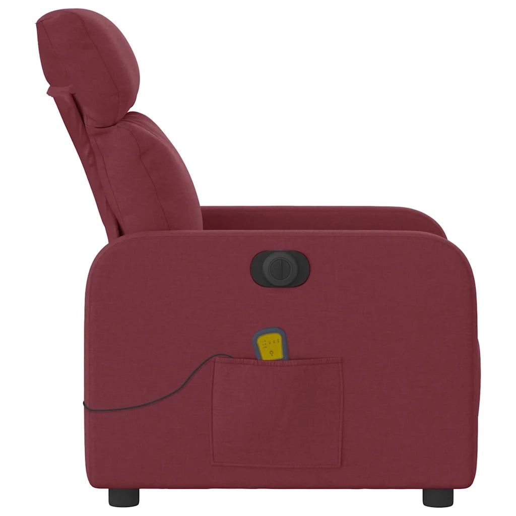 Divano Sedia-Poltrona Massaggiante Reclinabile Elettrica Rosso Vino Tessuto 458648
