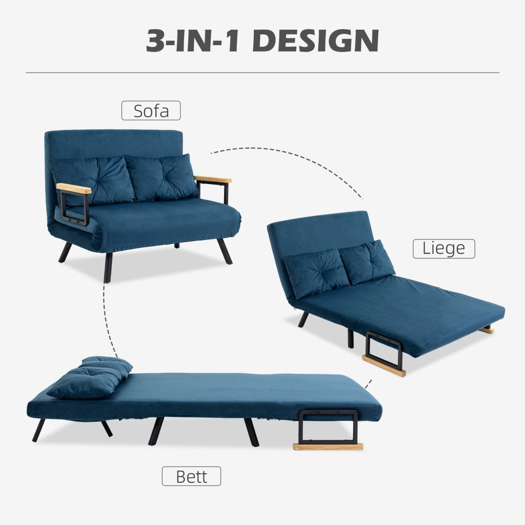POLTRONA LETTO Reclinabile 102x73x81 cm Blu in acciaio