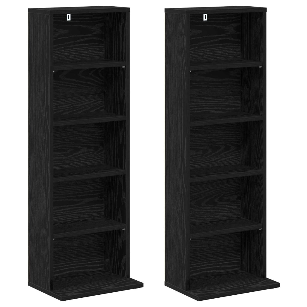 Mobile per CD 2 pz Rovere Nero 33 x 23,5 x 97,5 cm 8012693