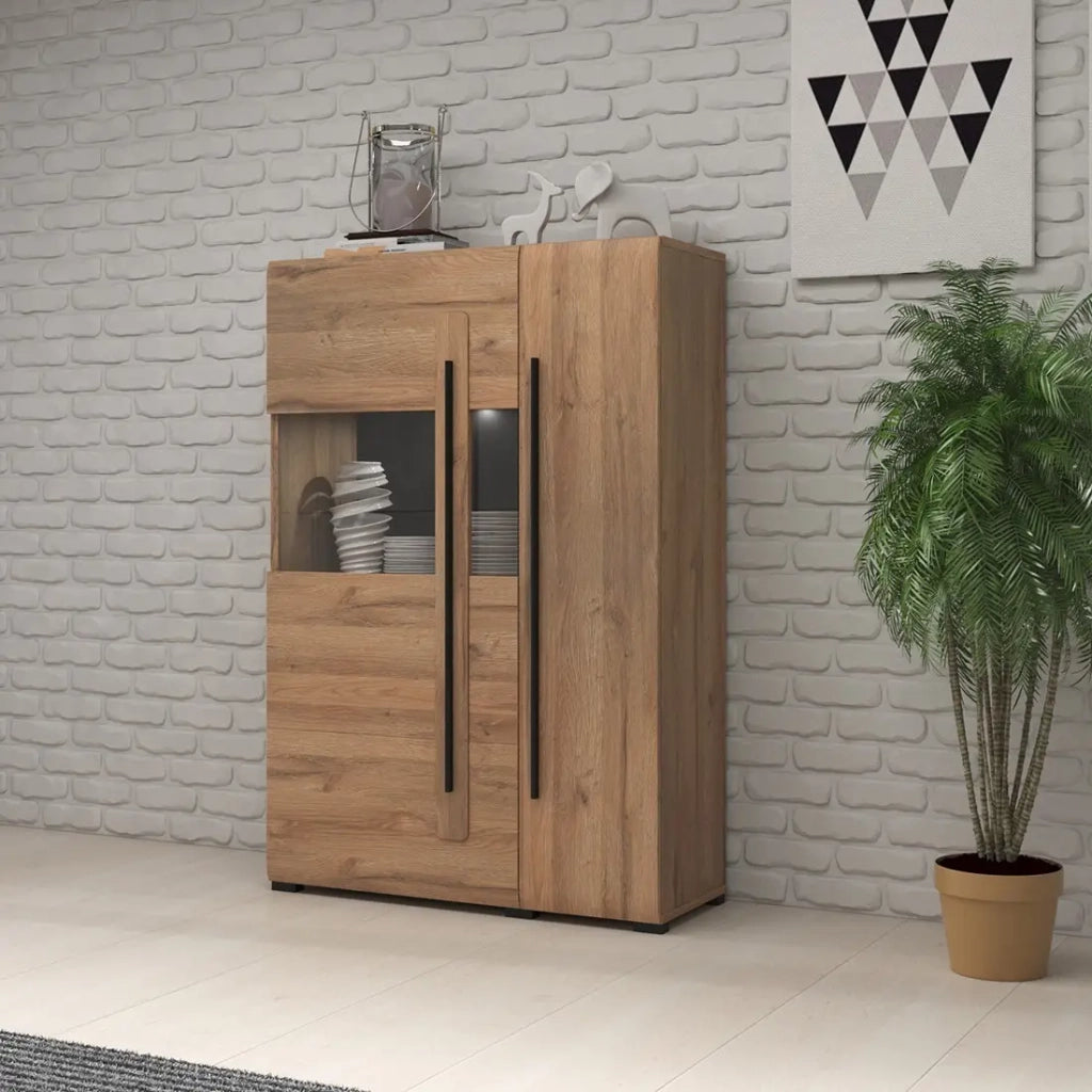 Vetrina design XL collezione BREDA. LED inclusi. Colore rovere.