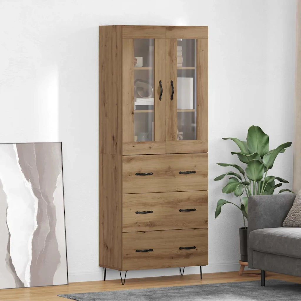 Credenza | Madia | Buffet da pranzo | Armadio da pranzo Rovere artigianale 69,5 x 34 x 90 cm Legno multistrato