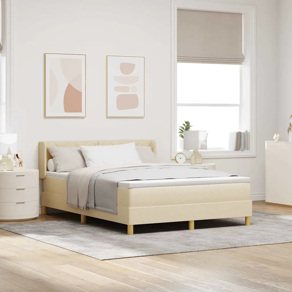 Letto a molle con materasso Crema 200 x 160 cm Tessuto 3341368