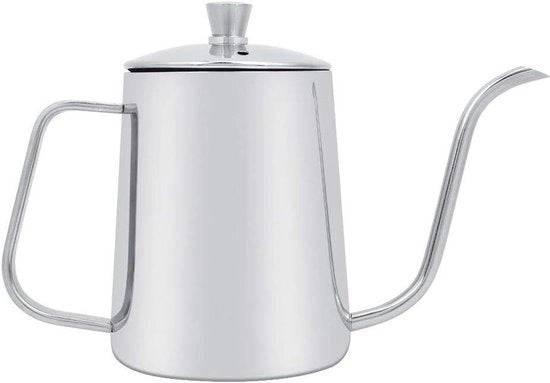 Caffettiera Plus 550ml in Acciaio Inossidabile con Lungo Becco di Cigno con Coperchio Caffettiera a Filtrazione per Cucina Casa e Bar Caffè