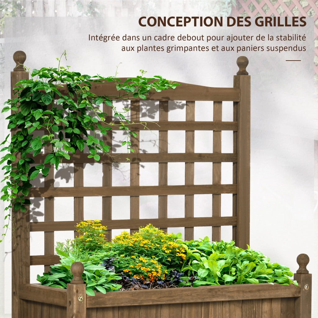 Fioriera con griglia su piedi ¨C zephmum ¨C legno massello 64x28x75 cm