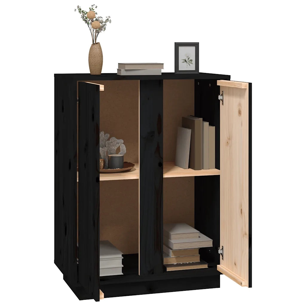 Credenza | Madia | Buffet da pranzo | Armadio da pranzo Nera 60x35x80 cm in Legno Massello di Pino
