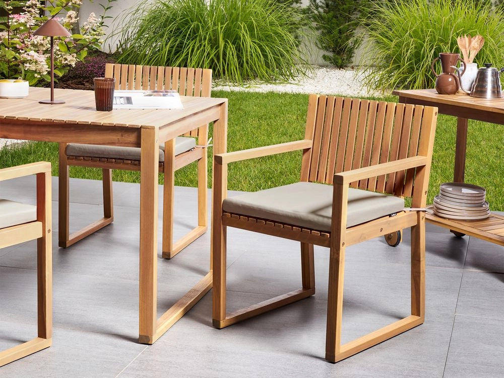 Set di 8 cuscini per sedie da giardino in tessuto poliestere resistente ai raggi UV tortora
