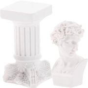 Set di Ornamenti da Collezione in Miniatura con Colonna Romana David e Colonna Greca in Bianco Modellato con Resina