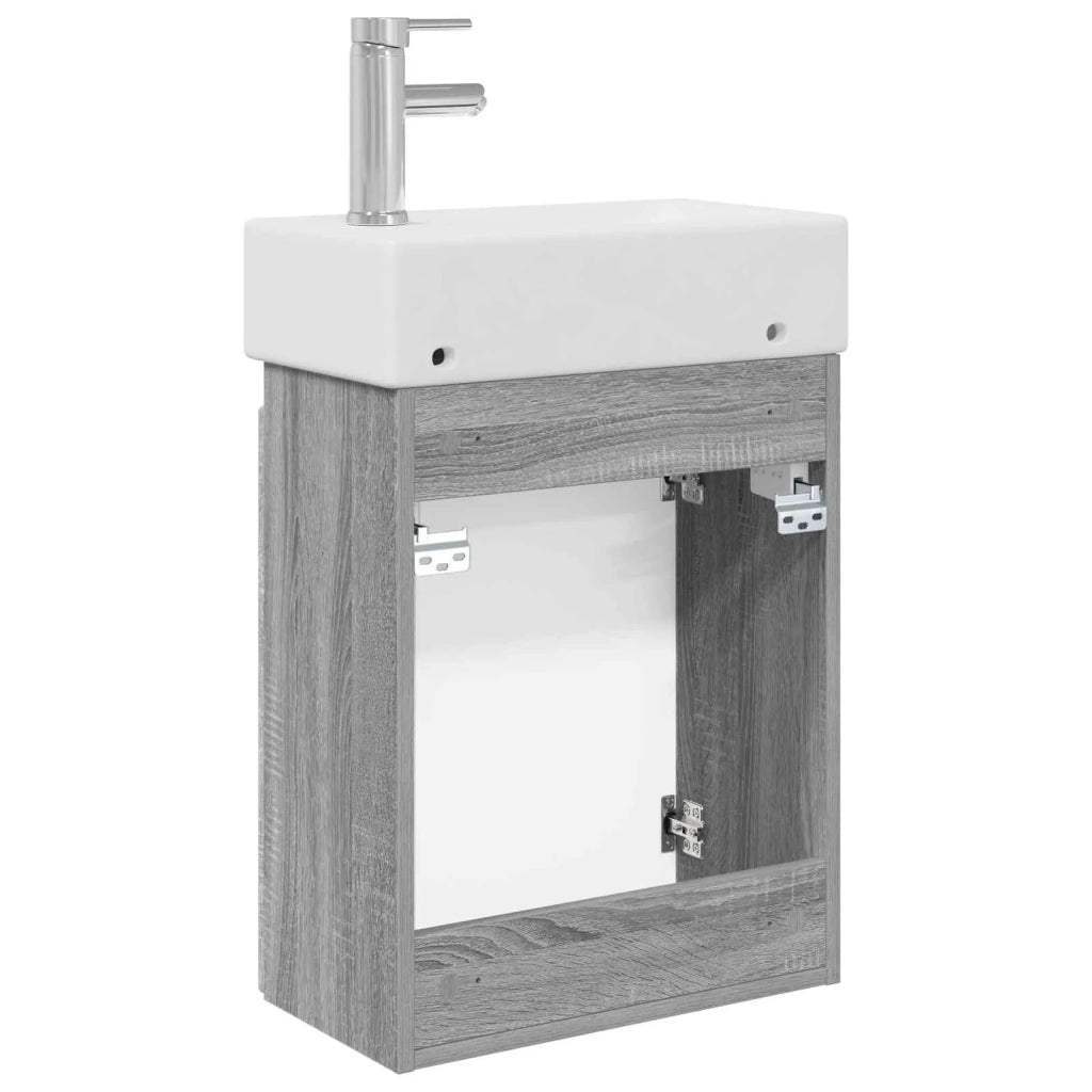 Mobile bagno con rubinetto Sonoma grigio 45,5 x 22,5 x 84 cm