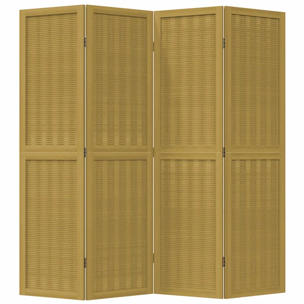 Divisorio Ambienti 4 Pannelli Marrone Legno Massello Paulownia 358817