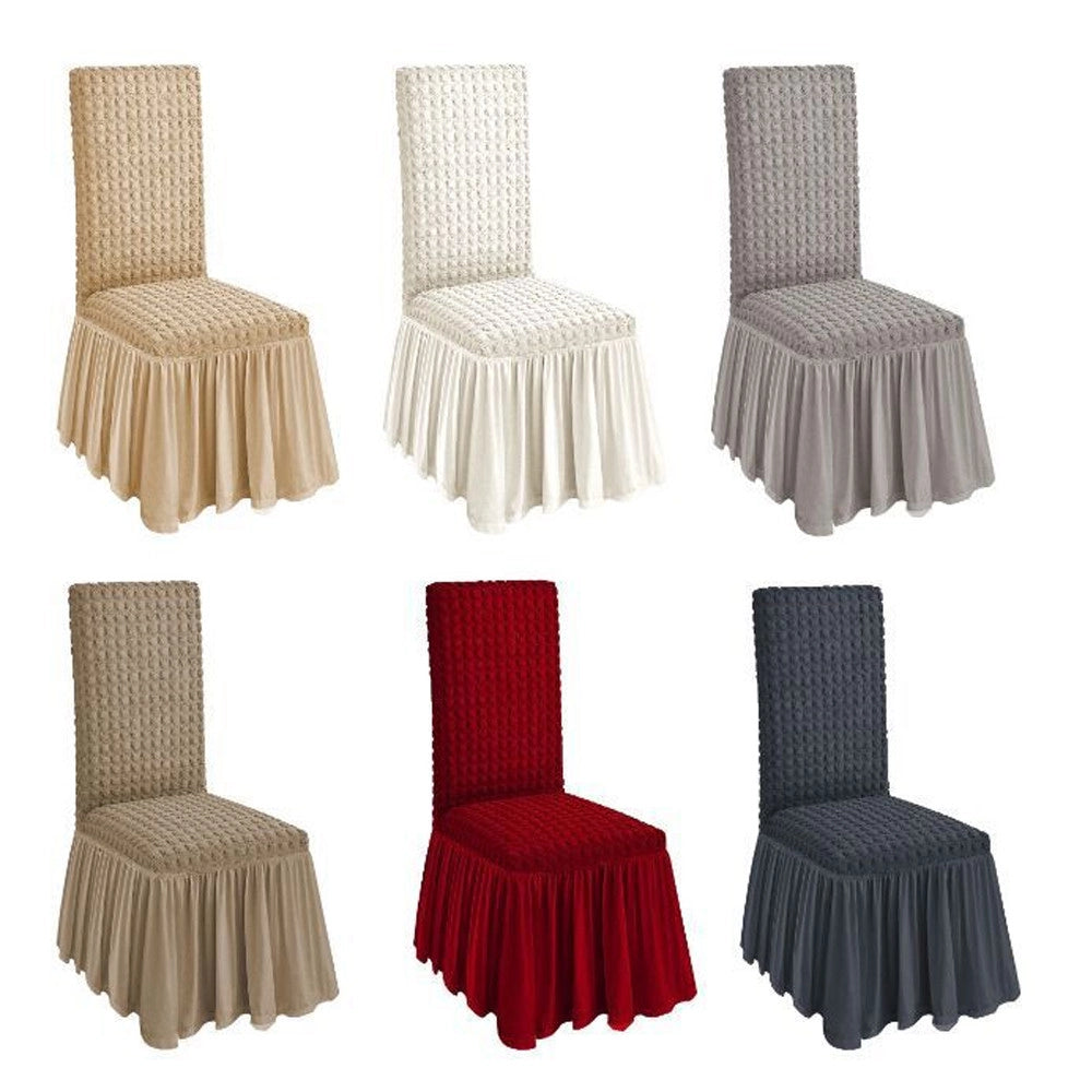 Trade Shop - 2 Pz Coprisedia Con Volant Schienale Sedia Tessuto Bubble Vari Colori Lavabile -