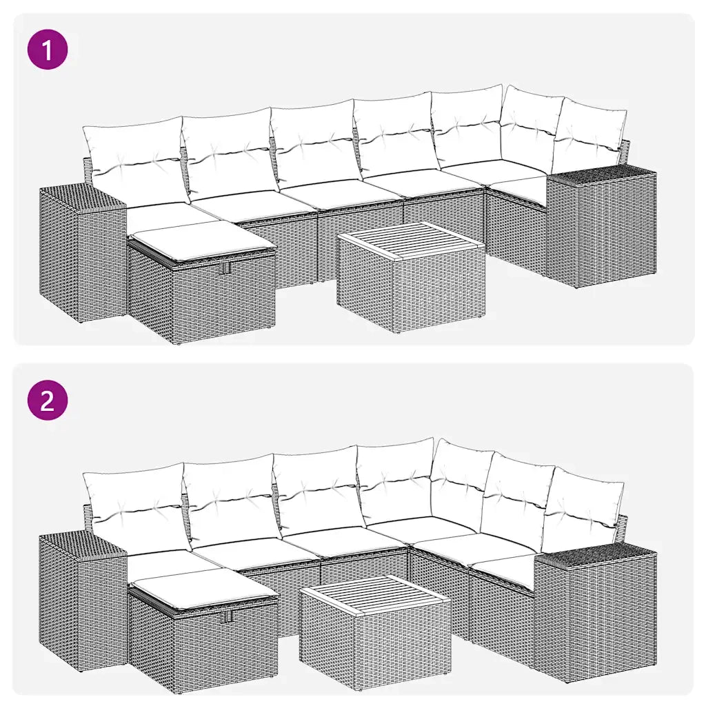 Set Divani da Giardino con Cuscini 8 pz Nero in Polyrattan 3325877