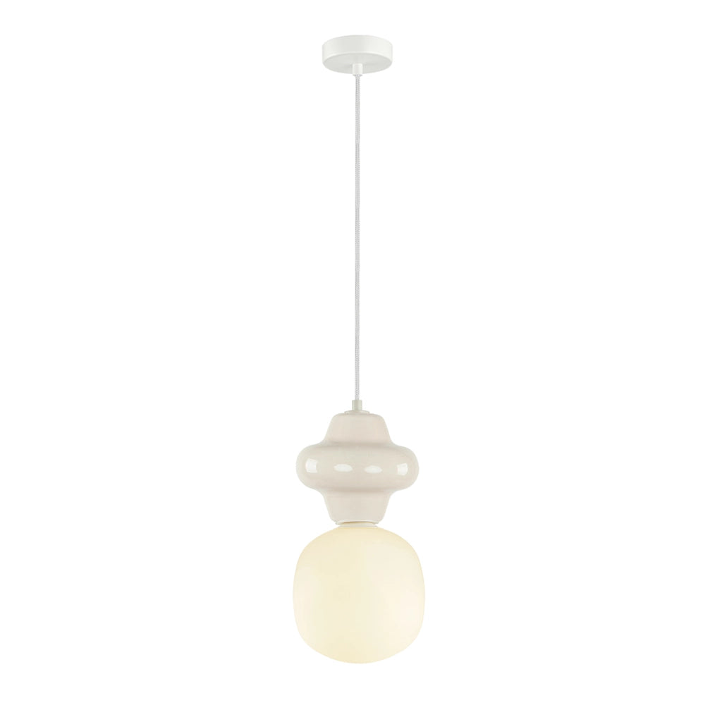 Sospensione Art Déco ceramica vaniglia Ø15 1xE14 Italux