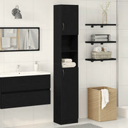 Mobile da Bagno Rovere Nero 32x25,5x190 cm in Legno Multistrato