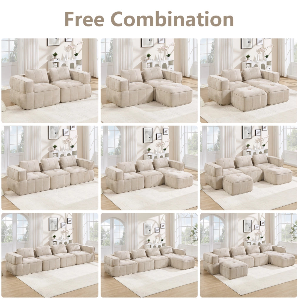 Divano modulare 3 posti 271x93x67 cm in poliestere beige
