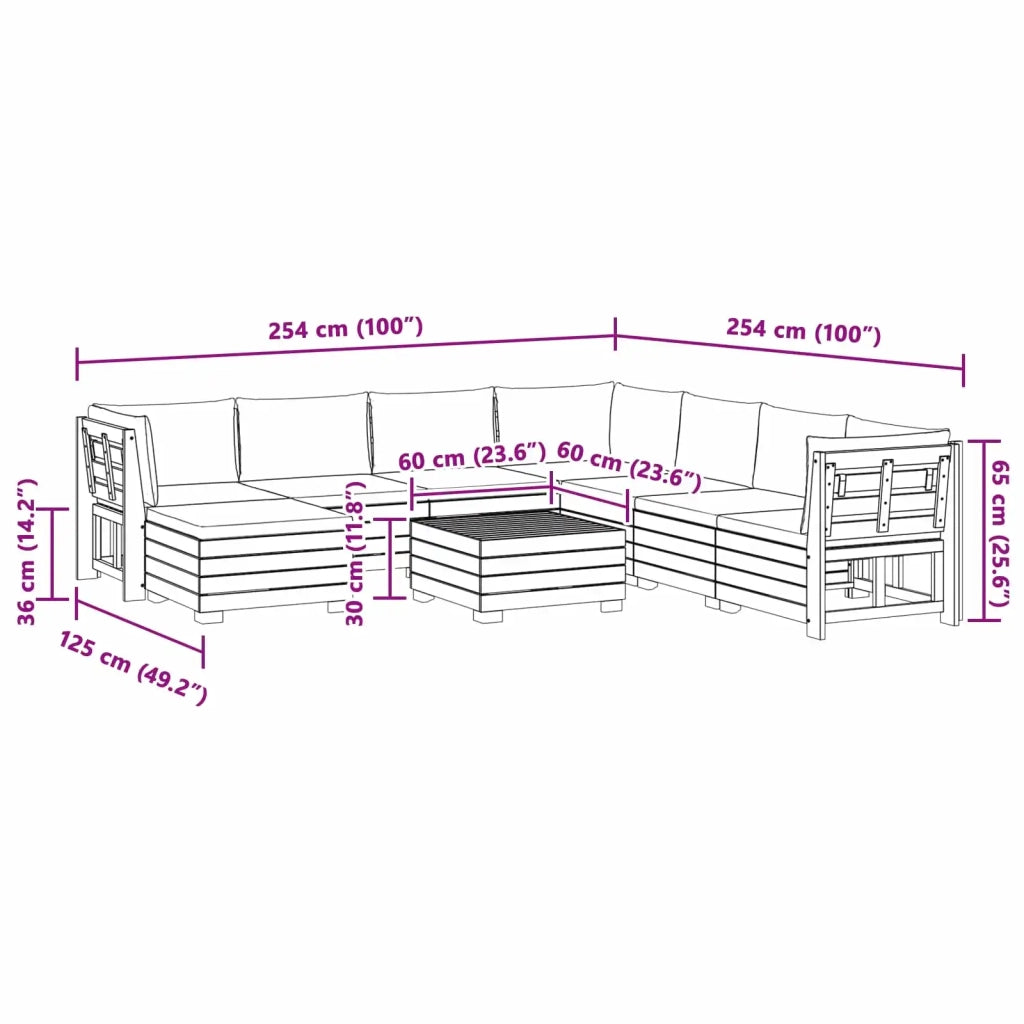 Set di divani da esterno con cuscino 9 Pezzo Marrone 3403090
