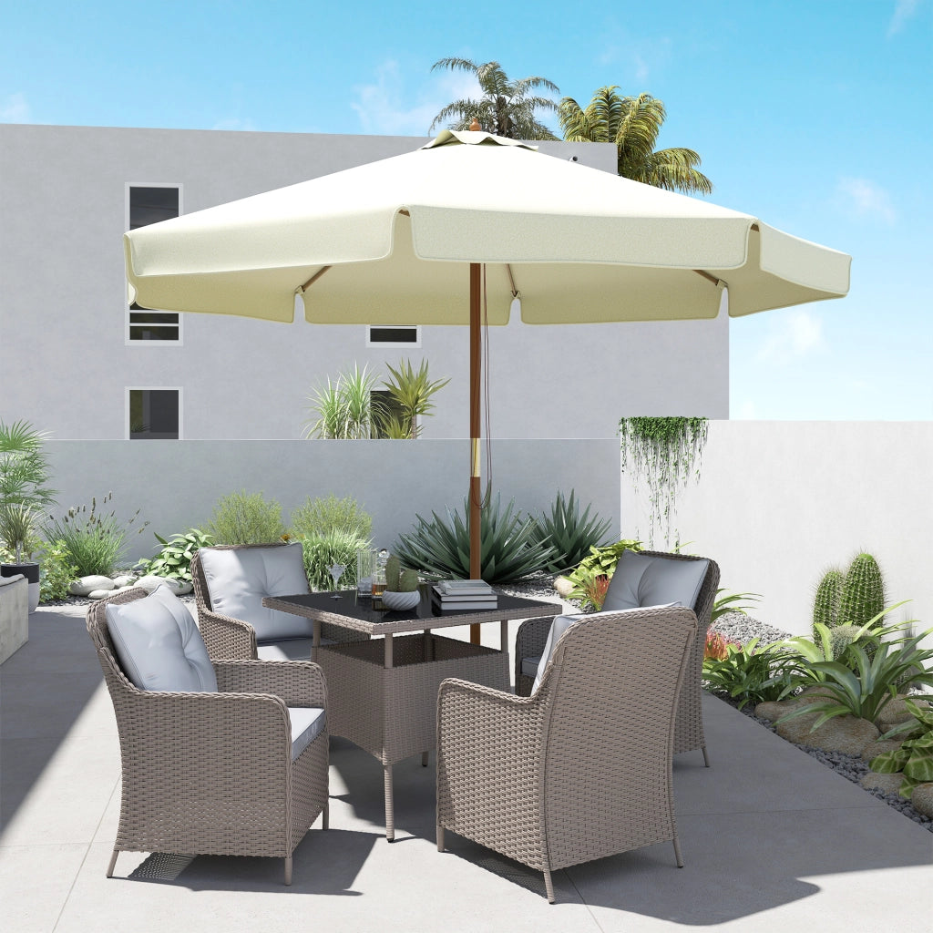 Ombrellone in Legno con Sistema a Puleggia e 8 Stecche di Bamb¨´ ¨C zephmum ¨C ?325x250 cm Crema