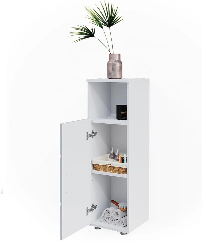 Mobiletto bagno Irma, Bianco lucido con inserti, 30 x 95 cm, per la conservazione di accessori da bagno e combinabile con Irma