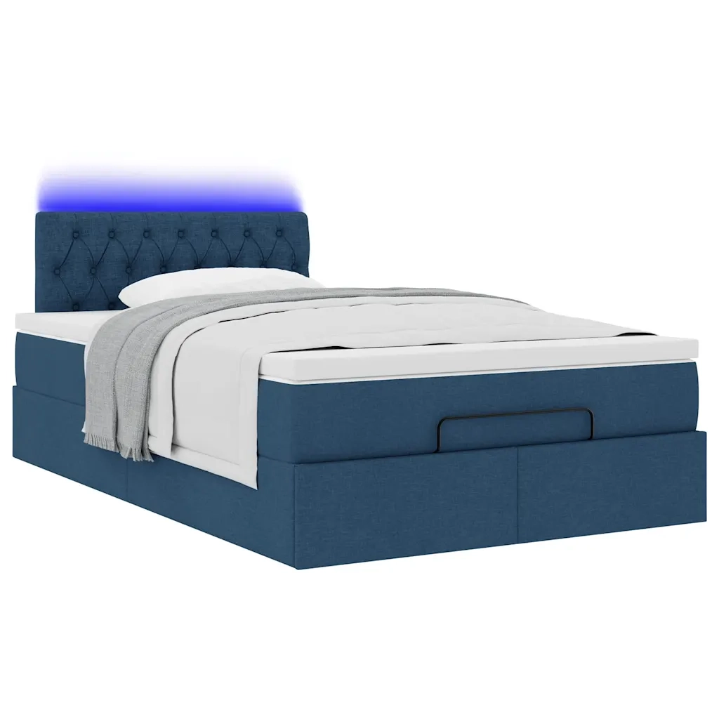 vidaXL Pouf Letto con Materasso e LED Blu 120x190cm in Tessuto
