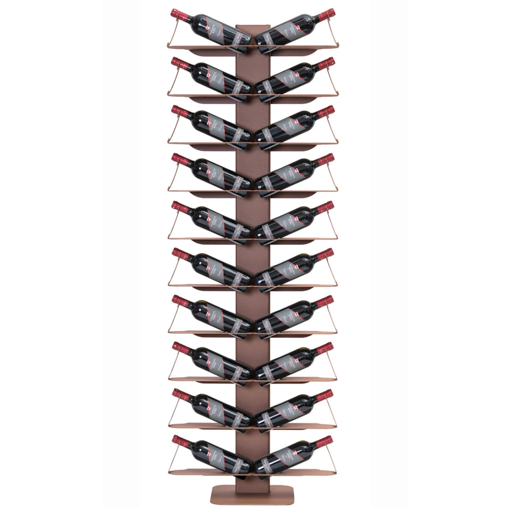 ALUBOX VIRGO Porta Vino Da Terra A Colonna Autoportante Illuminato 167X60X30 Cm Portabottiglie Vino Da Terra In Alluminio Con 10 Mensole Doppie In Lamiera Zincata Capacità 20 Bottiglie