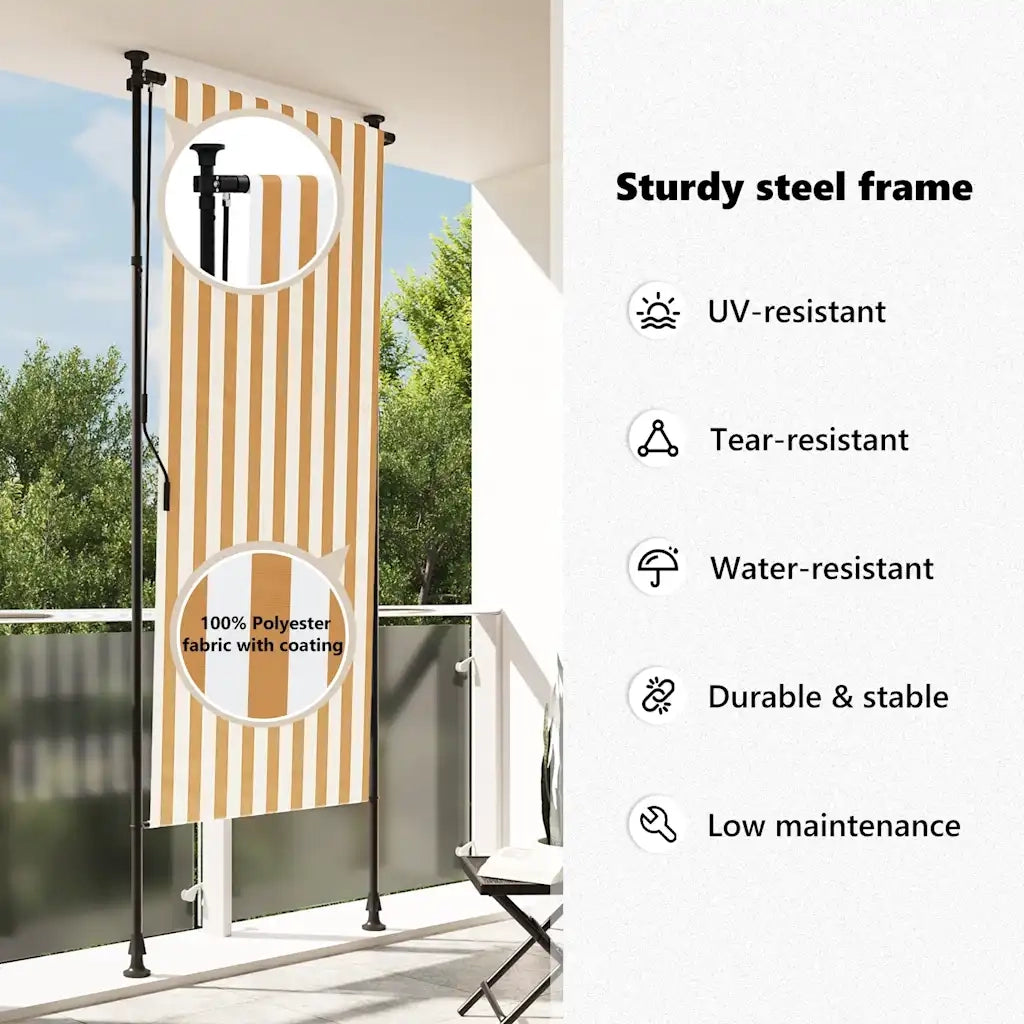 Tenda a rullo | Tenda avvolgibile Esterno Arancio Bianca 100x270cm Tessuto Acciaio