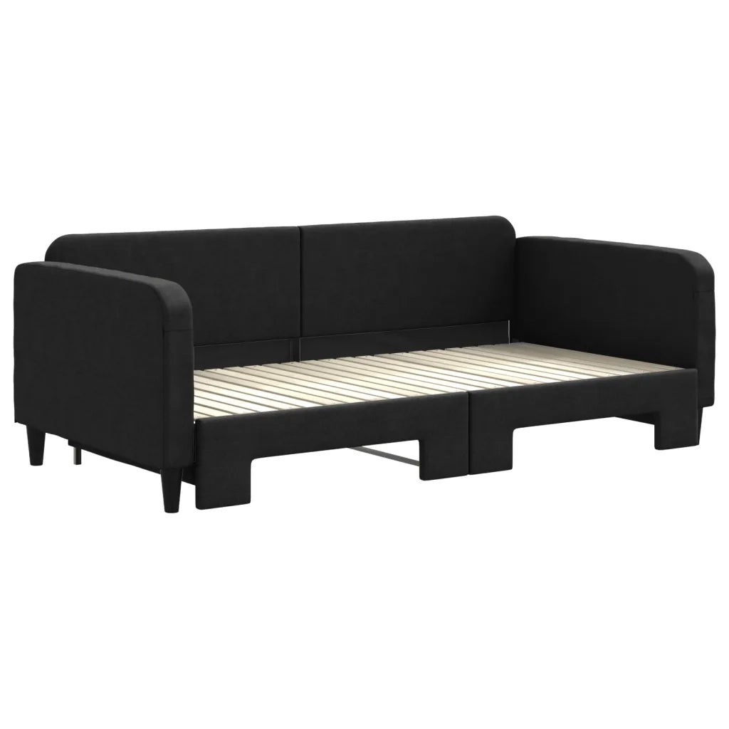 Divano Letto con Letto Estraibile Nero 100x200 cm in Tessuto 3196823
