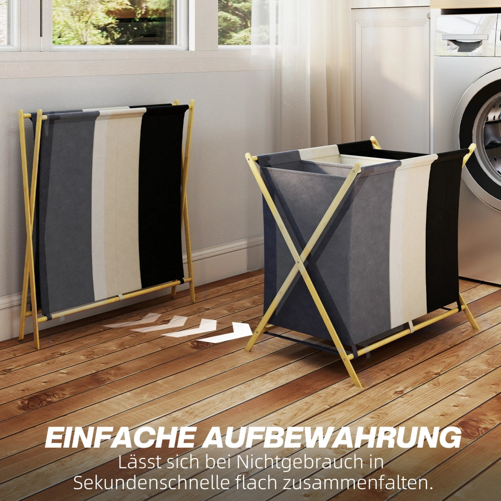 Cestino per biancheria pieghevole 3 scomparti 129L ¨C zephmum ¨C multicolore