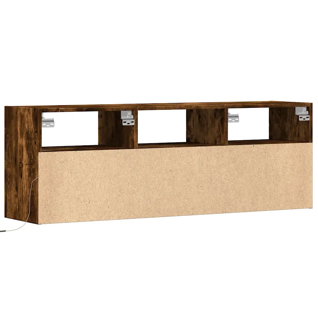 Mobile TV a Parete con Luci LED Rovere Fumo 130x31x45 cm