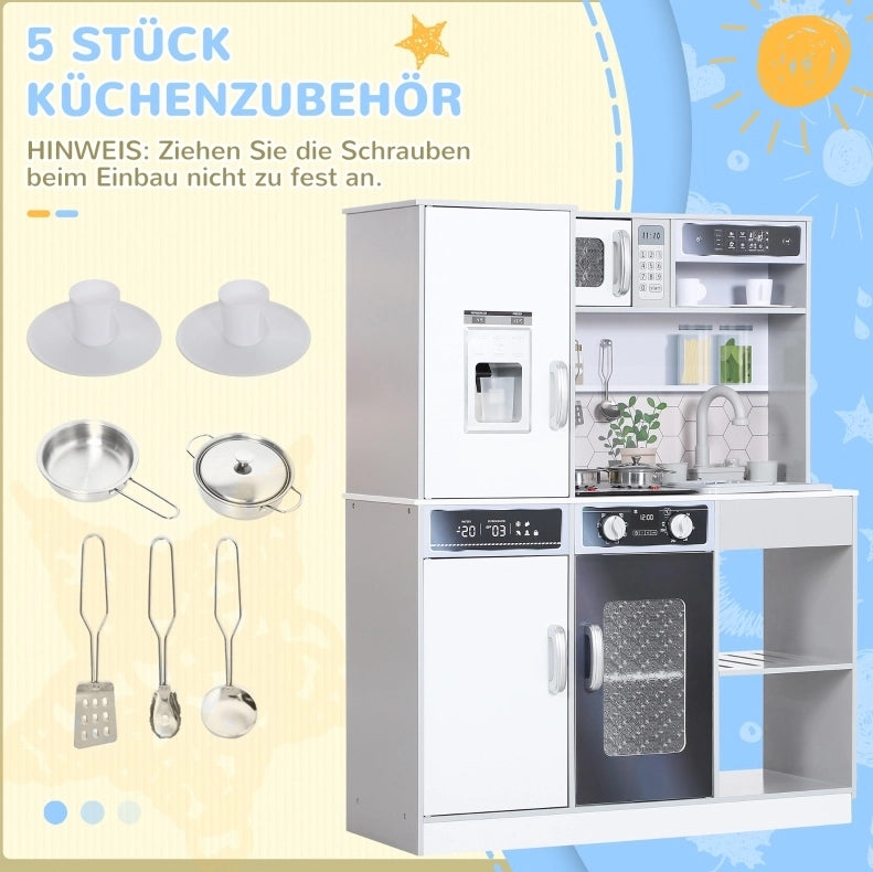 CUCINA GIOCATTOLO Interattiva con luci e suoni 80x29,7x100,9 cm Bianca