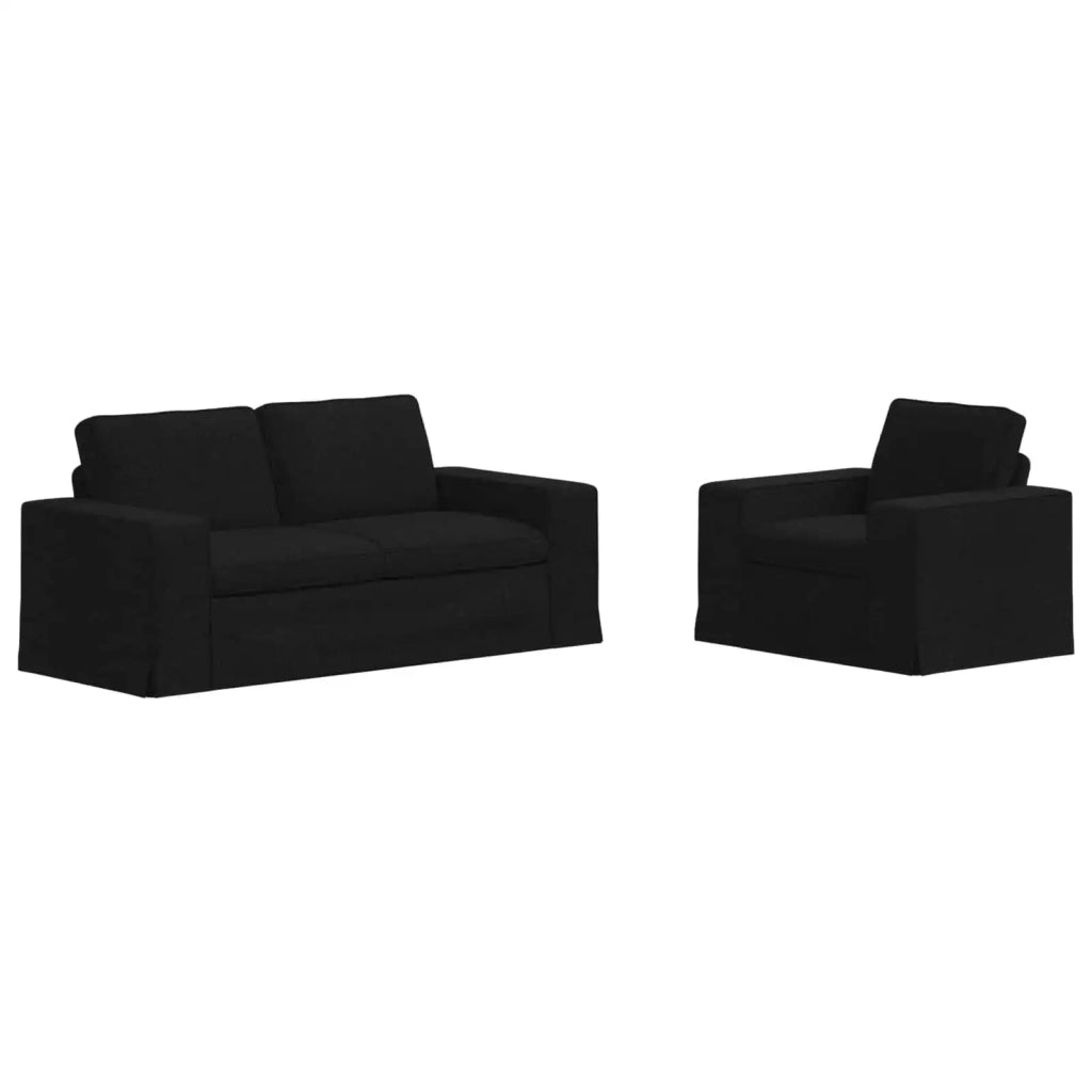 Divano 2 pcs Nero 182 x 80 x 82 cm Tessuto