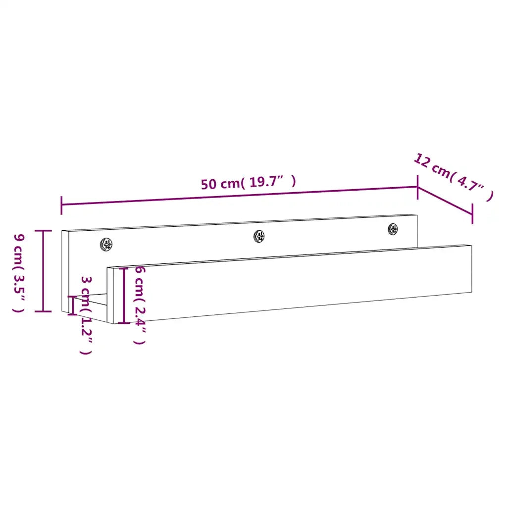 Mensole da Parete 2 pz Bianco 50x12x9cm Legno Massello di Pino cod mxl 33591