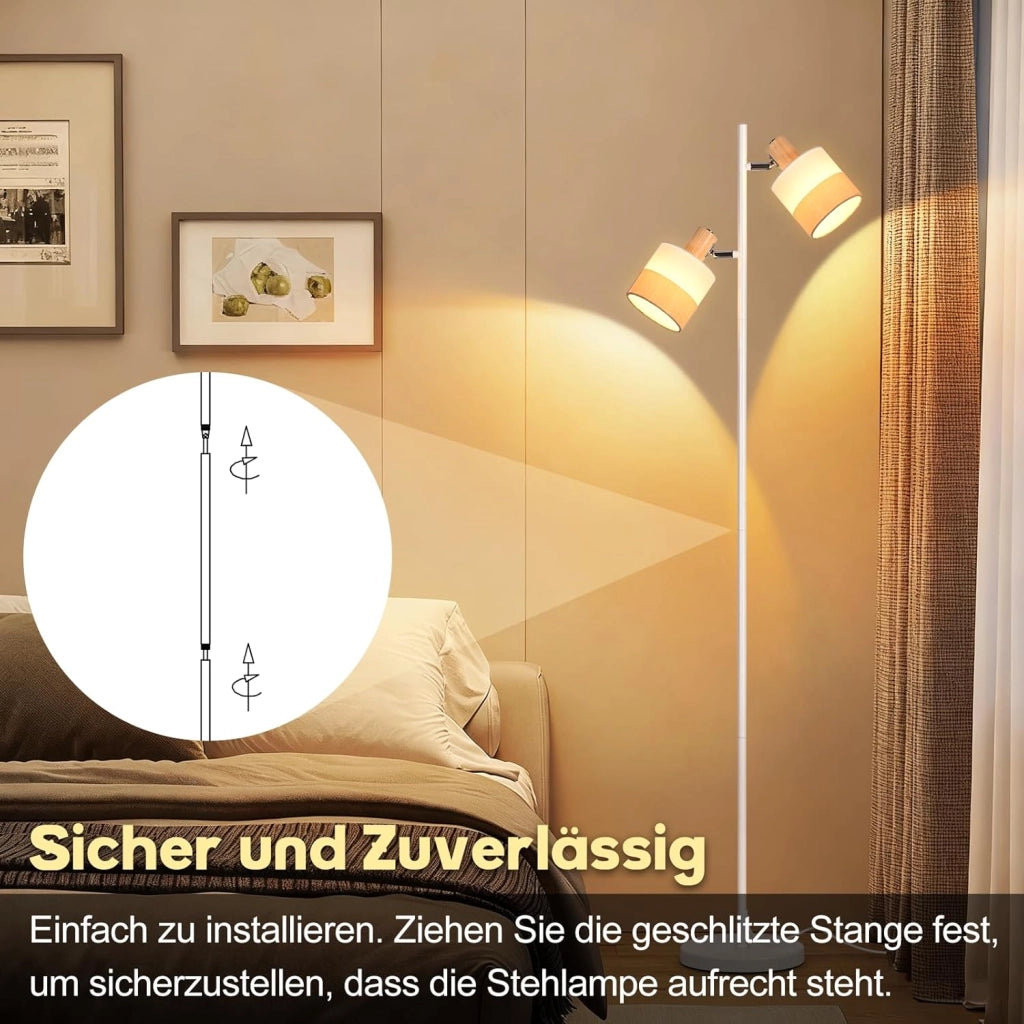 ZMH Lampada da terra vintage 2 luci E14 154cm per soggiorno camera bambini