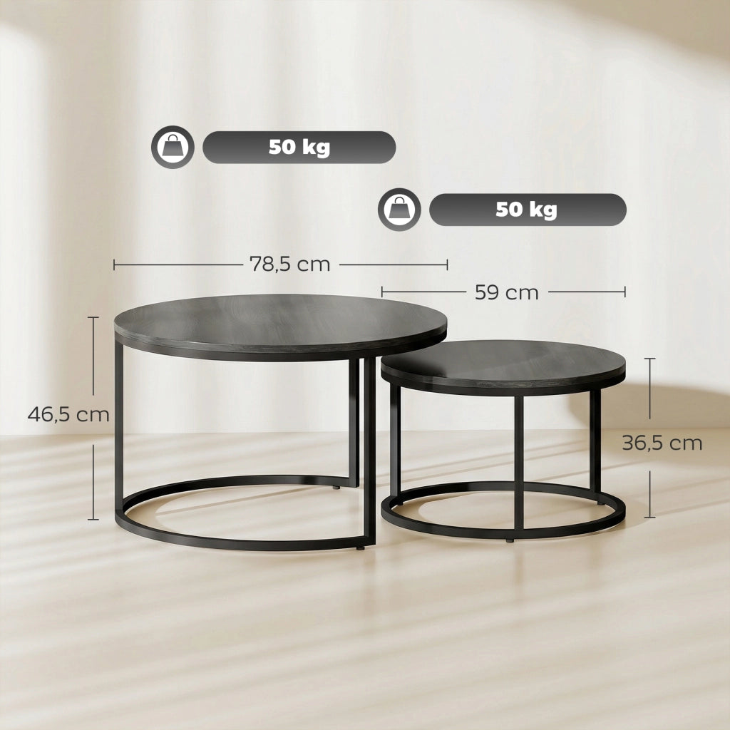 Tavolino da caff¨¨ nero ¨C zephmum ¨C 2 tavolini a nido
