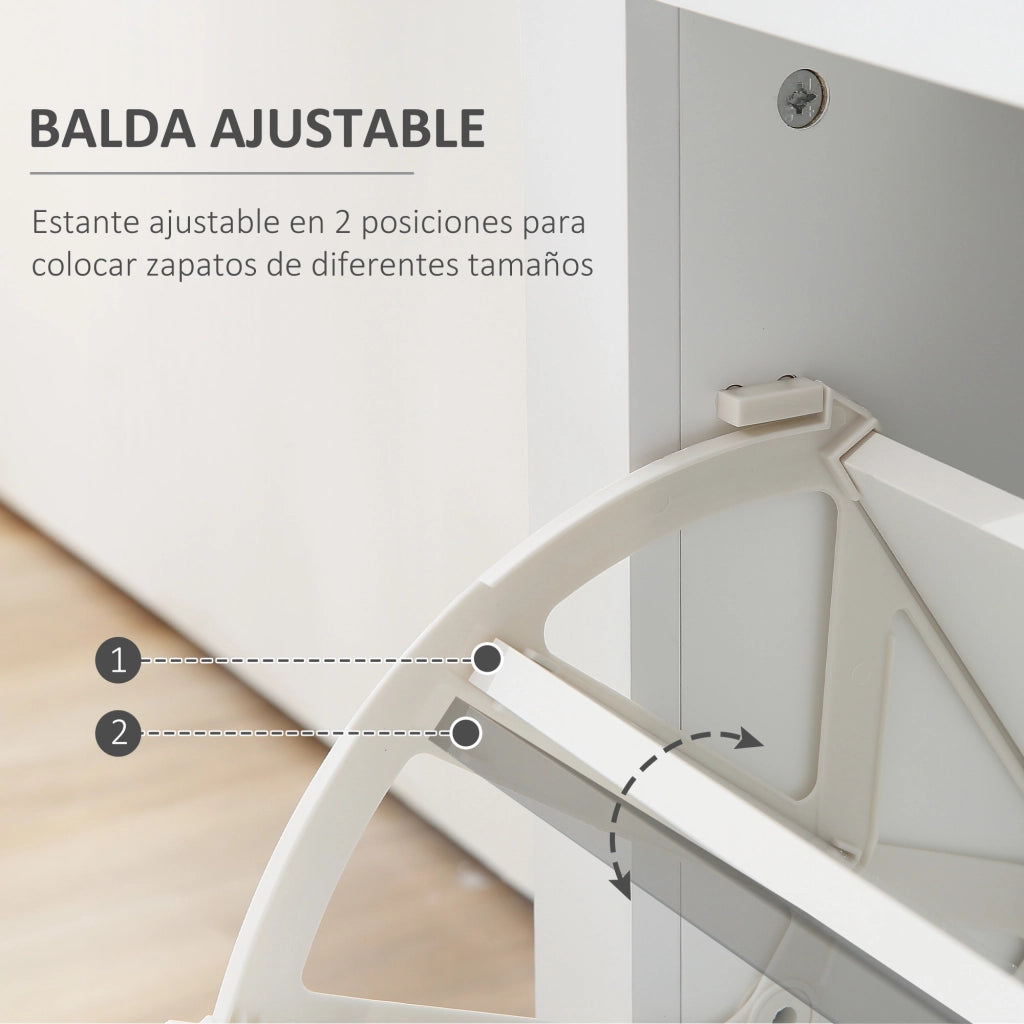 Scarpiera Stretto 2 Ante con Cassetto e Ripiano ¨C zephmum ¨C 89x23x96 Bianco