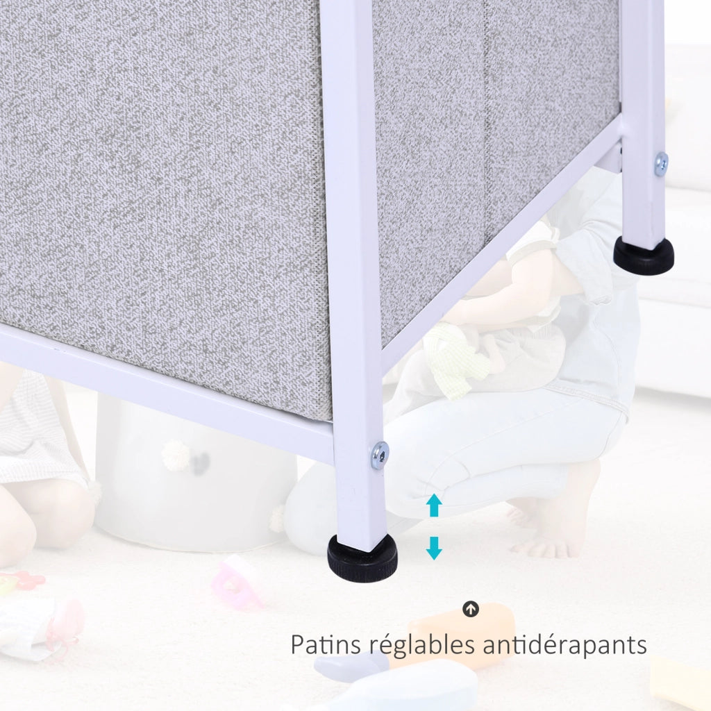 Cassettiera con 5 Cassetti ¨C Zephmum ¨C Grigio Bianco Legno Acciaio 100x30x54