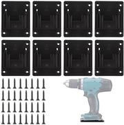 Supporto per attrezzi a muro - Maniglia per attrezzi - Supporto per attrezzi da parete - Per attrezzi da foro - Nero - Ospitaatore batteria - Per deposito di magazzino di officina - 8 pezzi