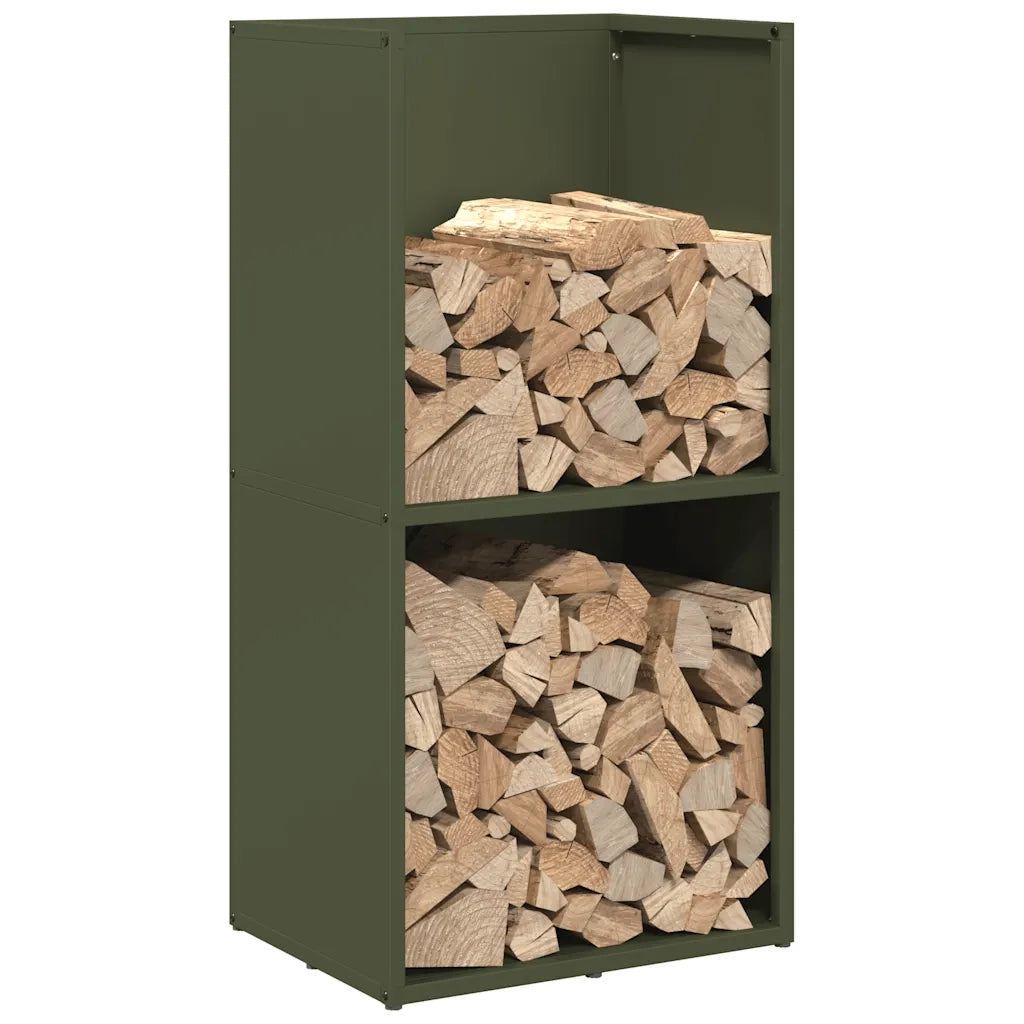 Rastrelliera per Legna da Ardere Verde Oliva 40x30x80 cm 864190